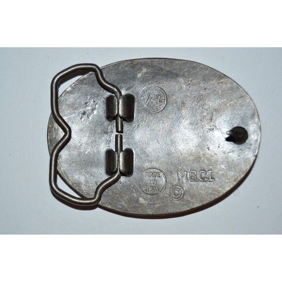 Vintage Equestrain Two Horses Roped Edge Western Brass Tone Belt Buckle Rare - Picture 2 of 5